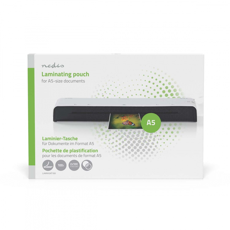 Nedis Laminating Film | A5 | Thickness: 100 µm | Packed per: 100 pcs | PET | Transparent
