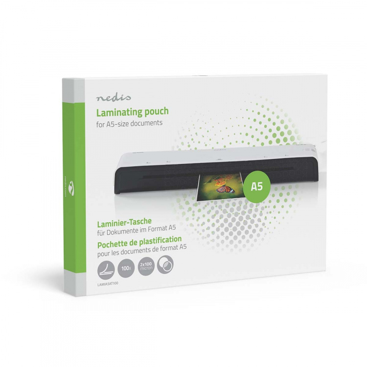 Nedis Laminating Film | A5 | Thickness: 100 µm | Packed per: 100 pcs | PET | Transparent