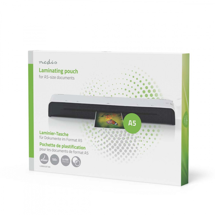 Nedis Laminating Film | A5 | Thickness: 100 µm | Packed per: 100 pcs | PET | Transparent