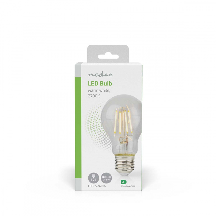 Nedis LED Filament Bulb E27 | A60 | 3.8 W | 806 lm | 2700 K | Warm White | Retro Style | 1 pcs