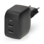 Nedis Wall Charger | PD3.0 | Quick charge feature | 1.75 / 2.33 / 2.92 / 3.0 A | Number of outputs: 2 | 2x USB-C™ | Automatic Voltage Selection | Black