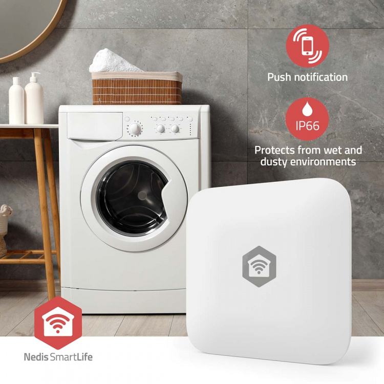 Nedis SmartLife Water Detector | Zigbee 3.0 | Battery Powered | Max. battery life: 12 Months | White