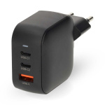Nedis Wall Charger | PD3.0 | Quick charge feature | 1.5 / 2.25 / 2.5 / 3.0 / 3.5 A | Number of outputs: 3 | USB-A / 2x USB-C™ | Automatic Voltage Selection | Black