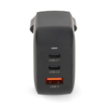 Nedis Wall Charger | PD3.0 | Quick charge feature | 1.5 / 2.25 / 2.5 / 3.0 / 3.5 A | Number of outputs: 3 | USB-A / 2x USB-C™ | Automatic Voltage Selection | Black