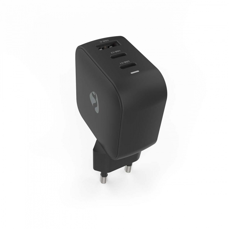 Nedis Wall Charger | PD3.0 | Quick charge feature | 1.5 / 2.25 / 2.5 / 3.0 / 3.5 A | Number of outputs: 3 | USB-A / 2x USB-C™ | Automatic Voltage Selection | Black