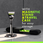 Gillette Rakhyvel Labs + 2st rakblad, magnetiskt ställ & resefodral