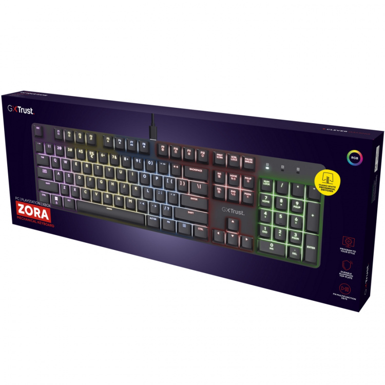 Trust GXT 871 Zora Mekaniskt gamingtangentbord Nordisk layout
