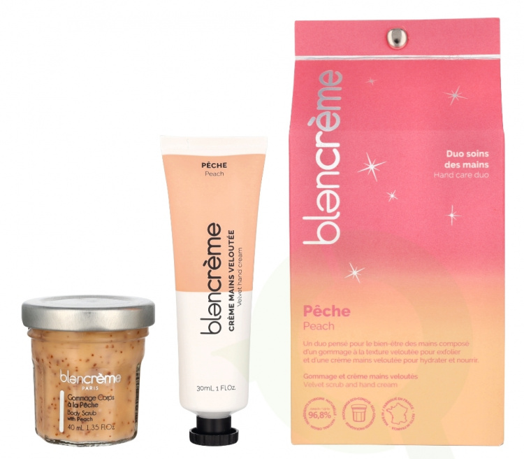 Blancreme Hand Cream Duo 70 ml Hand Cream 30ml/Scrub 40ml - Peach/Apricot
