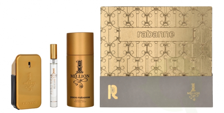 Paco Rabanne 1 Million Giftset 210 ml Edt Spray 50 ml/Deo Spray 150 ml/Edt Travel Spray 10 ml