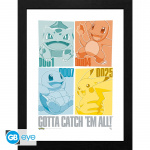 Abysse Framed Print Pikachu & Kanto Starters - 30.5 x 40.6 cm