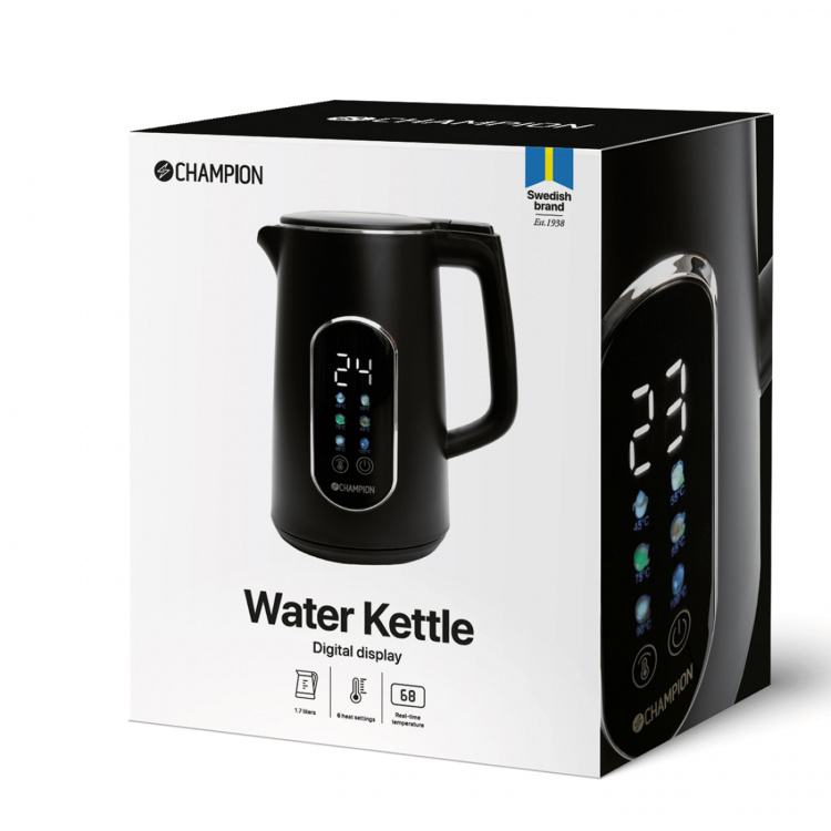 Champion Vattenkokare Digital Temp Varmhållning 1,7L VK800 Mattsvart Champion Vattenkokare Digital Temp Varmhållning 1,7L VK800 Mattsvart