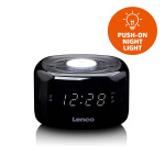 Lenco FM Clock Radio with Night Light Black