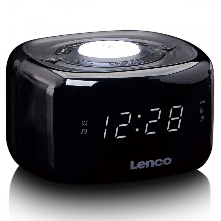 Lenco FM Clock Radio with Night Light Black