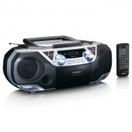 Lenco Portable Boombox with DAB+/FM radio, Bluetooth®, CD, Cassette Recorder and USB player Silver