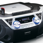 Lenco Portable Boombox with DAB+/FM radio, Bluetooth®, CD, Cassette Recorder and USB player Silver