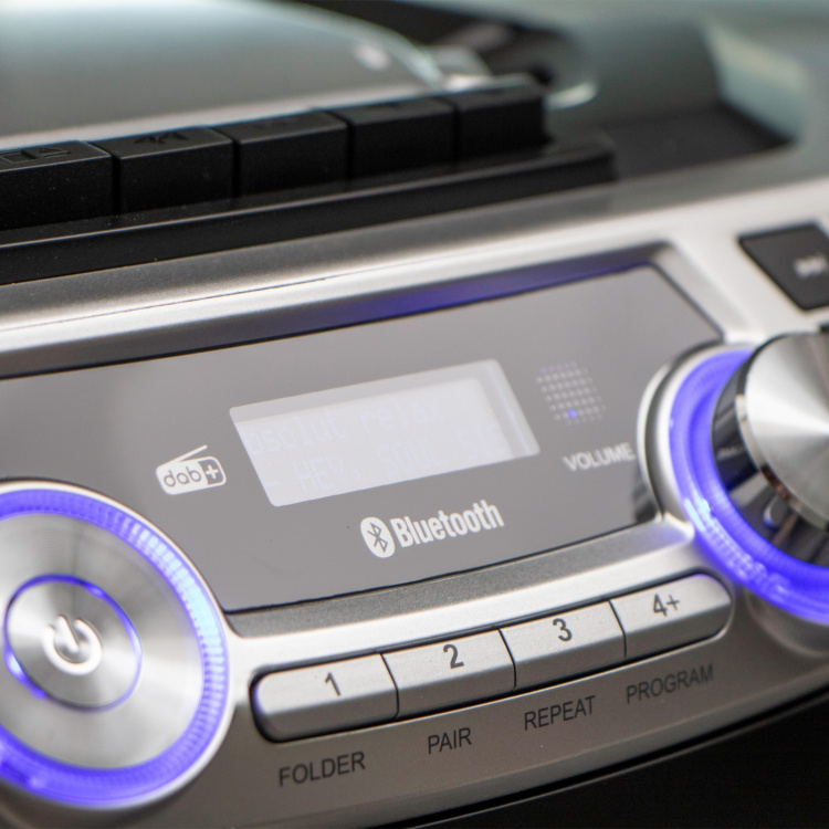 Lenco Portable Boombox with DAB+/FM radio, Bluetooth®, CD, Cassette Recorder and USB player Silver