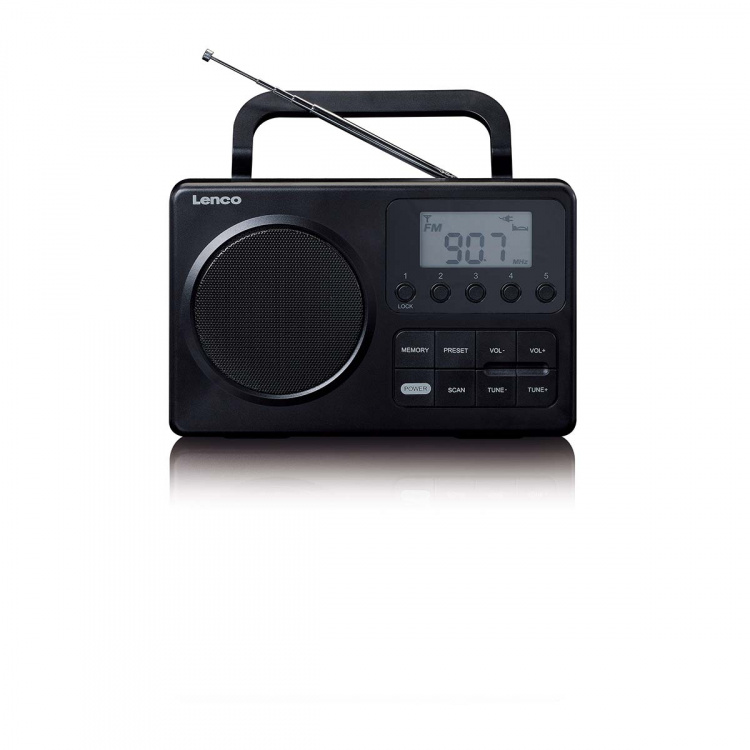 Lenco Compact Portable FM Radio with LCD Screen Black
