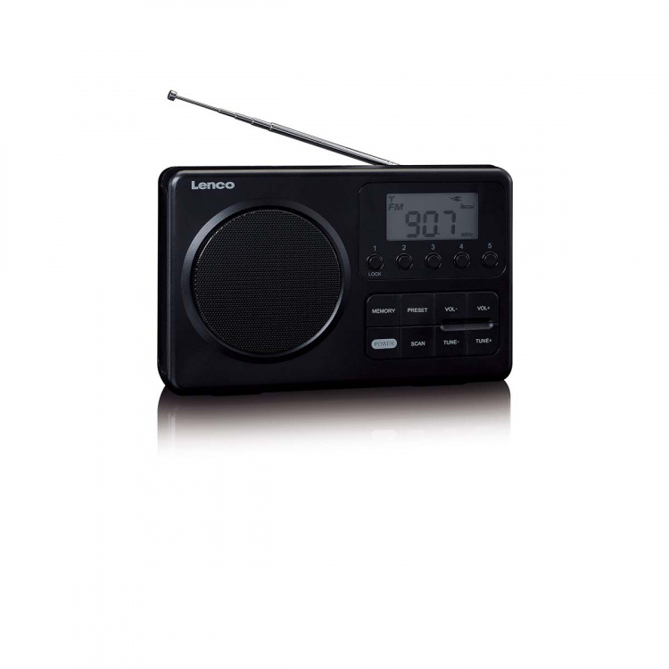 Lenco Compact Portable FM Radio with LCD Screen Black