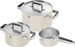 Zwilling Pure Pots and pans set - Elfenben-White- 3-pcs, 18/10 stainless steel