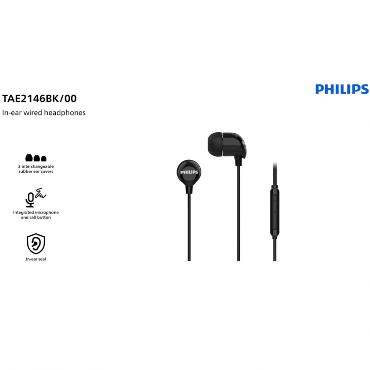 Philips Hörlurar In-Ear Kabel Fjärrkontroll Svart