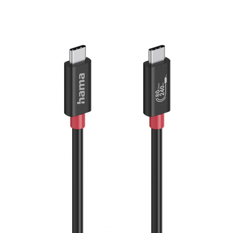 Hama Cable USB-C USB 4.0 Gen4 80 Gbit/S 240W Black 1.0m
