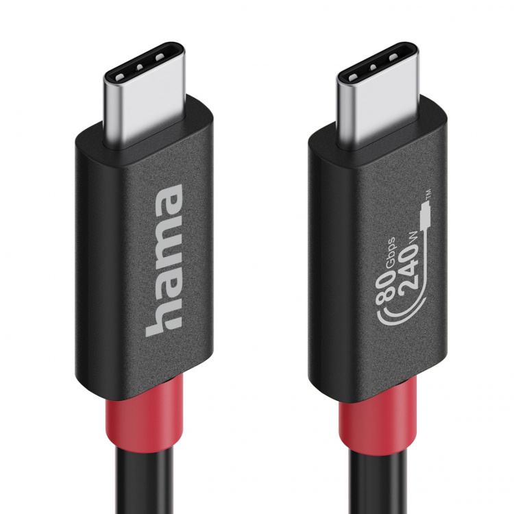 Hama Cable USB-C USB 4.0 Gen4 80 Gbit/S 240W Black 1.0m