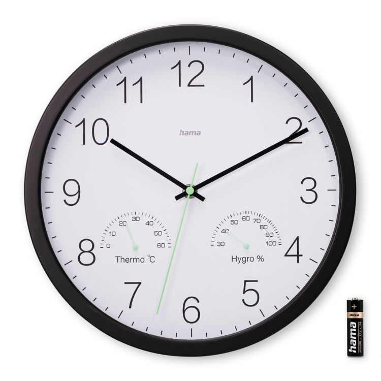 Hama Wall Clock Santorini Black Diameter 30cm