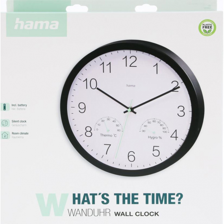 Hama Wall Clock Santorini Black Diameter 30cm