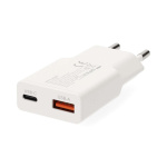 Nedis Wall Charger | PD3.0 | Quick charge feature | 1.5 / 2.0 / 2.22 / 3.0 A | Number of outputs: 2 | USB-A / USB-C™ | USB-C™ (Loose) Cable | 1.50 m | Automatic Voltage Selection | White