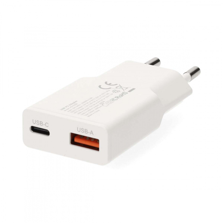 Nedis Wall Charger | PD3.0 | Quick charge feature | 1.5 / 2.0 / 2.22 / 3.0 A | Number of outputs: 2 | USB-A / USB-C™ | USB-C™ (Loose) Cable | 1.50 m | Automatic Voltage Selection | White