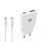 Nedis Wall Charger | PD3.0 30W | Quick charge feature | 1.5 / 2.0 / 2.5 / 3.0 A | Number of outputs: 2 | USB-A / USB-C™ | USB-C™ (Loose) Cable | 1.50 m | Automatic Voltage Selection | White