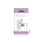 Nedis Wall Charger | PD3.0 30W | Quick charge feature | 1.5 / 2.0 / 2.5 / 3.0 A | Number of outputs: 2 | USB-A / USB-C™ | USB-C™ (Loose) Cable | 1.50 m | Automatic Voltage Selection | White