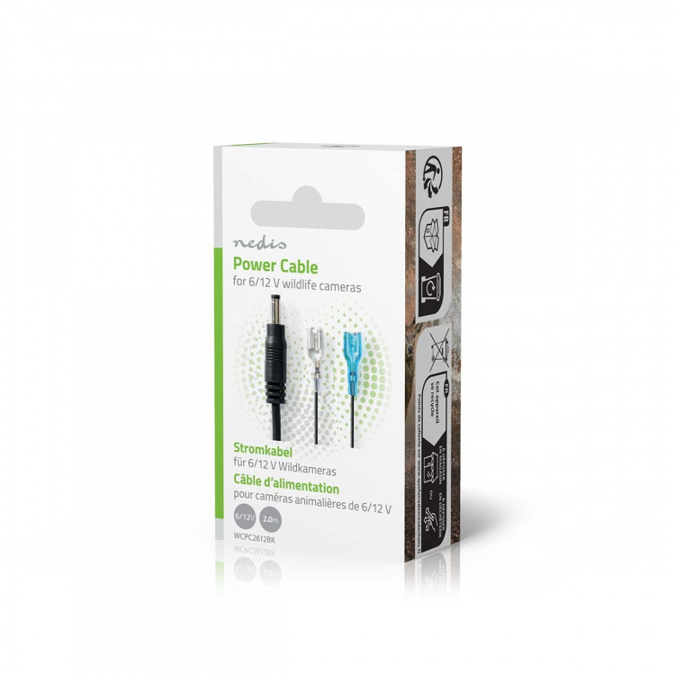 Nedis Power Cable | DC Female | F1 | Straight | Straight | Copper | 2.00 m | Round | PVC | Black | Gift Box with Euro Lock