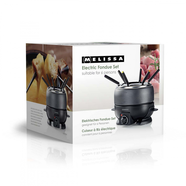 MELISSA Fondue Set | 6 Persons | 2.3 l | Adjustable temperature control | 800 W | Cool touch handles | Anti-slip feet | Overheating protection