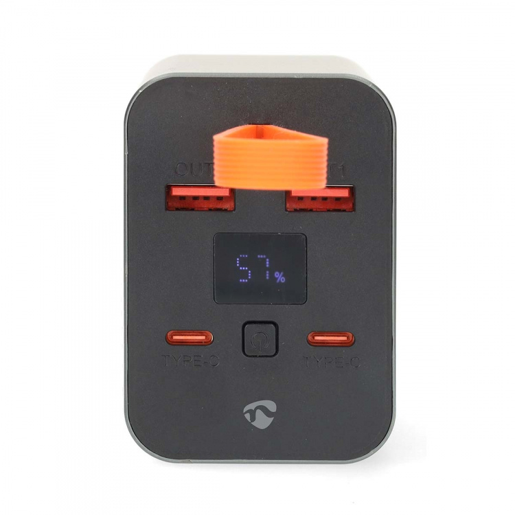 Nedis Powerbank | 30000 mAh | 1.5 / 2.0 / 3.0 / 5.0 A | Number of outputs: 4 | Output connection: 2x USB-A / 2x USB-C™ | Input connection: 1x USB-C™ | PD3.0 100W / QC3.0 | Lithium-Polymer | Display