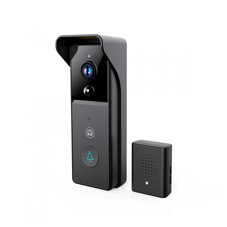 Nedis SmartLife Video Doorbell | Battery Powered | 3MP Full HD 1296p | Cloud Storage (optional) / microSD (not included) | IP44 | With motion sensor | Night vision | Black