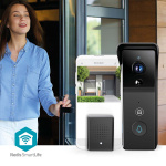 Nedis SmartLife Video Doorbell | Battery Powered | 3MP Full HD 1296p | Cloud Storage (optional) / microSD (not included) | IP44 | With motion sensor | Night vision | Black