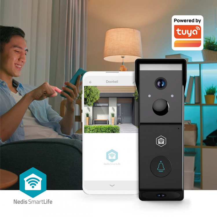 Nedis SmartLife Video Doorbell | Battery Powered | 2x Full HD 1080p | Cloud Storage (optional) / microSD (not included) | IP54 | With motion sensor | Night vision | Black