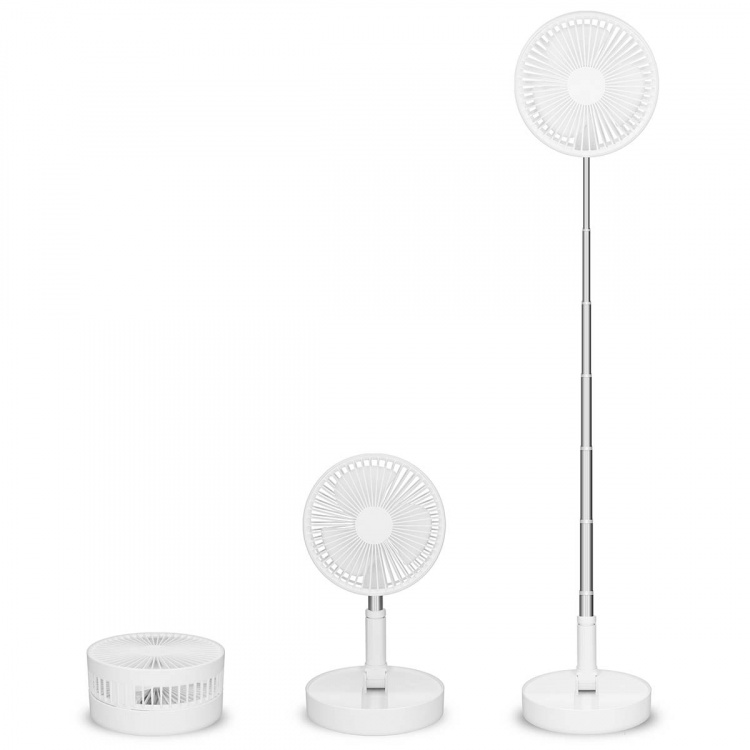 Trebs Portable flexible table and 20cm pedestal fan with Li-ion battery White