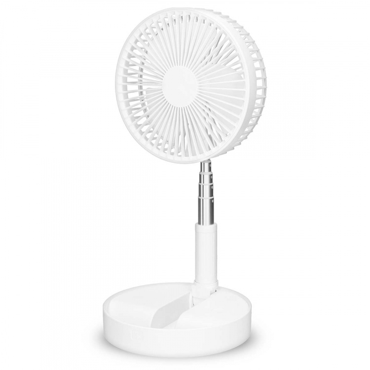 Trebs Portable flexible table and 20cm pedestal fan with Li-ion battery White