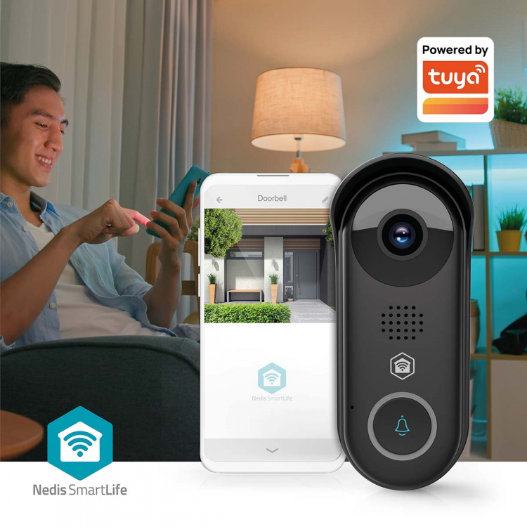 Nedis SmartLife Video Doorbell | Transformer | Full HD 1080p | Cloud Storage (optional) / microSD (not included) / Onvif | IP54 | With motion sensor | Night vision | Black