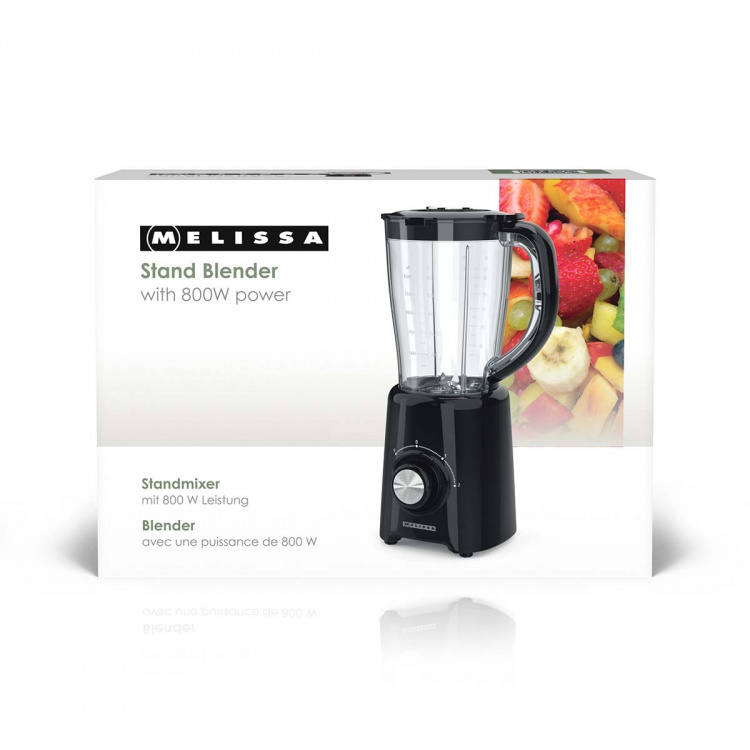 MELISSA Stand Blender | 800 W | 2 Speeds + pulse | 4 Stainless steel blades | Plastic jug | Black