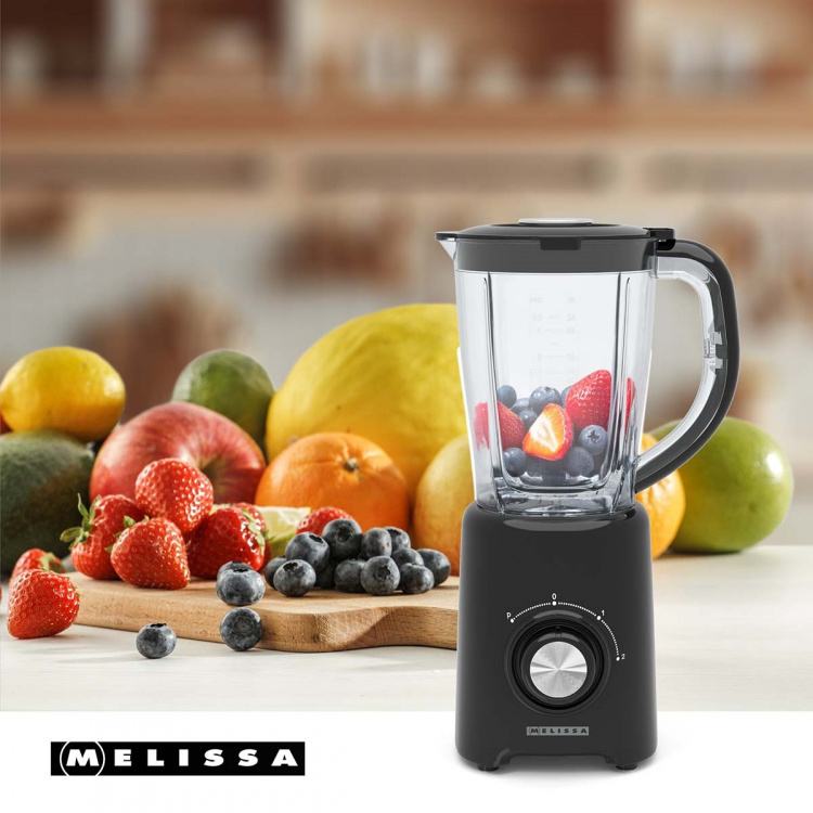 MELISSA Stand Blender | 800 W | 2 Speeds + pulse | 4 Stainless steel blades | Plastic jug | Black