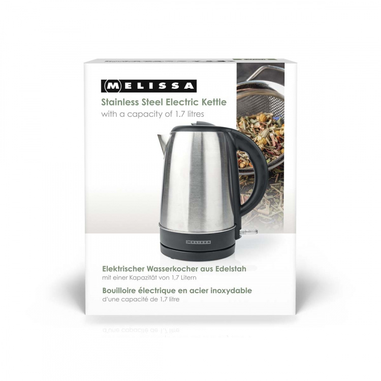 MELISSA Electric Kettle | 1.7 l | 2200 W | Stainless steel | 360° pirouette base | Concealed heating element | Strix® controller | Boil-dry protection