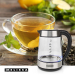 MELISSA Digital Electric Kettle | 1.7 l | 2200 W | Glass | 50/70/80/90/100 °C Presets | 360° pirouette base | Concealed heating element | Strix® controller | Keep-warm function | Boil-dry protection MELISSA Digital Electric Kettle | 1.7 l | 2200 W | Glass | 50/70/80/90/100 °C Presets | 360° pirouette base | Concealed heating element | Strix® controller | Keep-warm function | Boil-dry protection