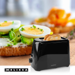 MELISSA Toaster | 2 Slots | 700 W | 6 Browning levels | Removable crumb tray | Cancel function | Black