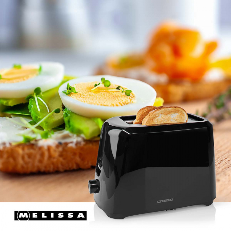 MELISSA Toaster | 2 Slots | 700 W | 6 Browning levels | Removable crumb tray | Cancel function | Black