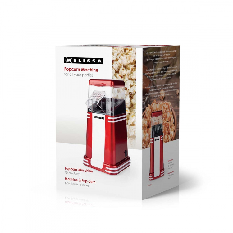 MELISSA Popcorn Maker | 60 g | 1200 W | 2–4 min | Hot Air | Red/White