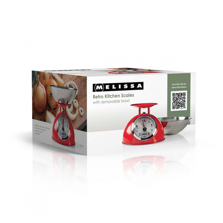 MELISSA Retro Kitchen Scale | Analog | Metal Housing | Removable bowl | Max. 5kg | 25-gram increments | Red MELISSA Retro Kitchen Scale | Analog | Metal Housing | Removable bowl | Max. 5kg | 25-gram increments | Red