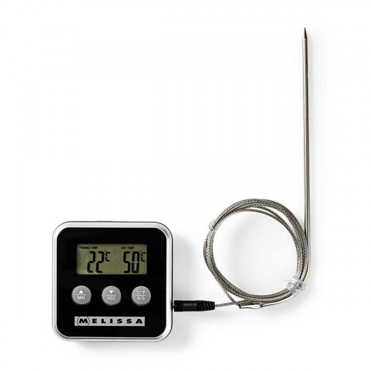 MELISSA Meat Thermometer | up to 250°C | Alarm timer | LCD Display